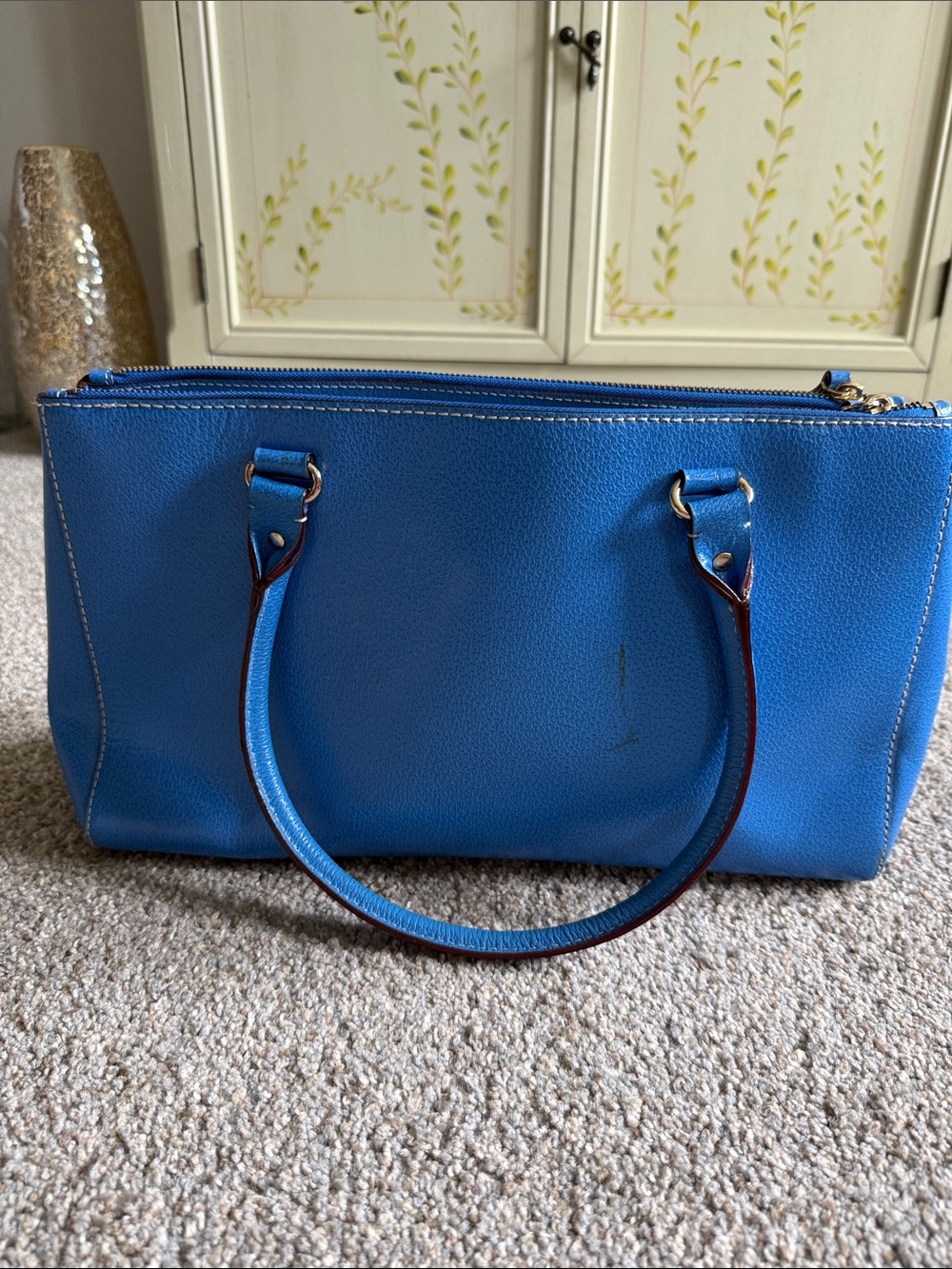 Kate Spade cobalt blue leather tote with double handles - Picture 2 of 5